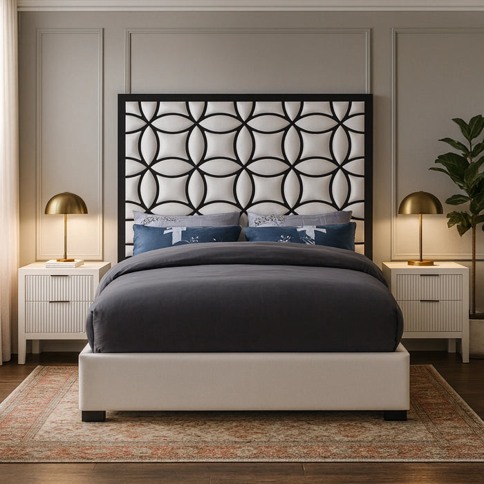 Taj White Velvet King Bed