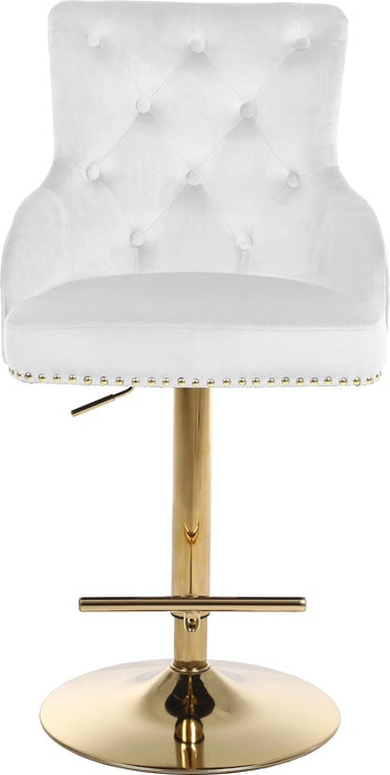 Claude White Velvet Adjustable Stool