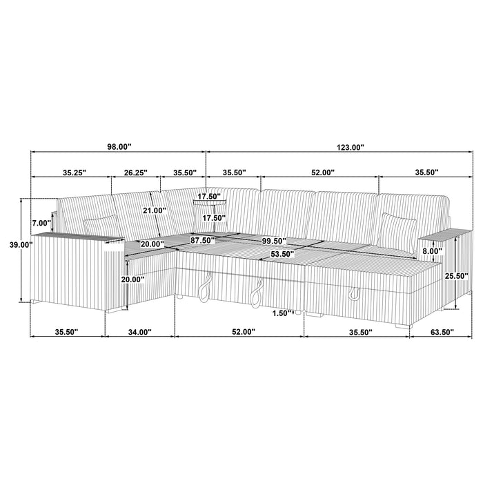 Devonshire Pull-Out Sleeper Sectional Sofa - Furniture Stars (Chicago, IL)