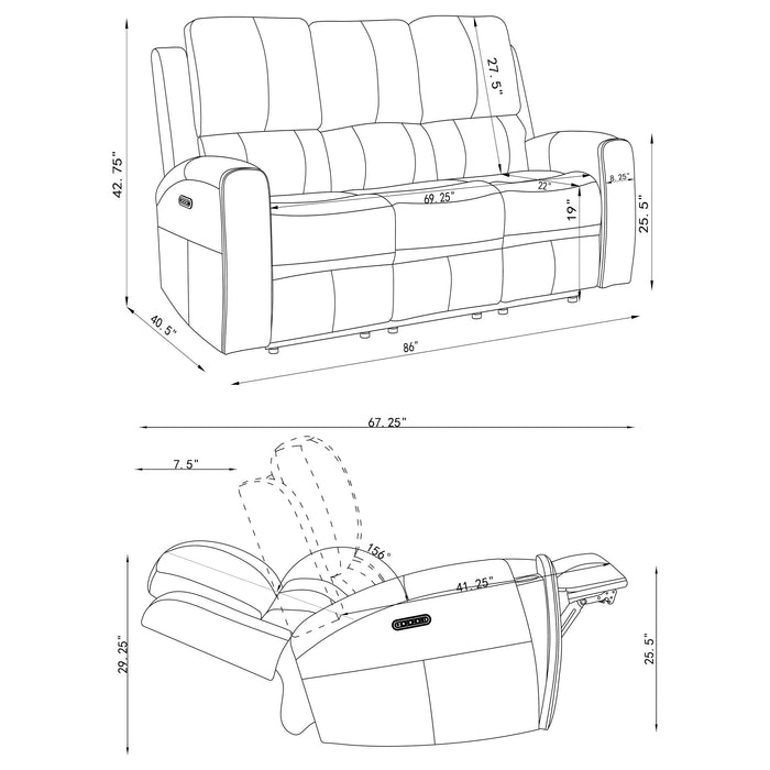Brickston Triple Power Reclining Sofa - Furniture Stars (Chicago, IL)