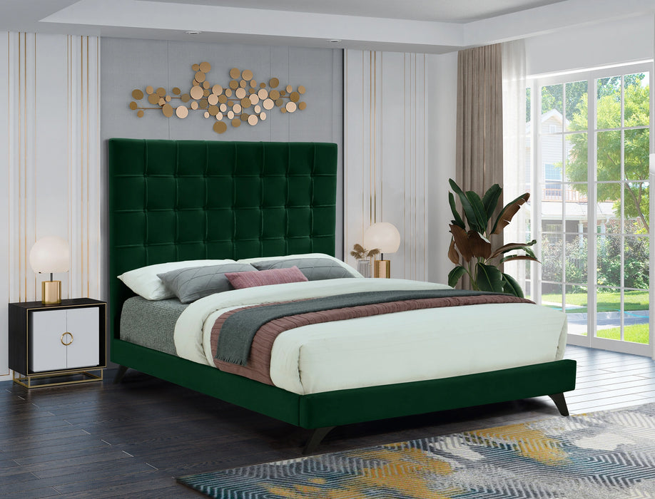 Elly Green Velvet King Bed