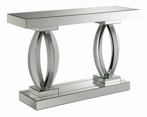 Amalia Rectangular Sofa Table with Shelf Clear Mirror image