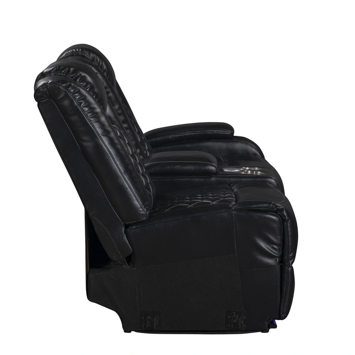 Orion Ii Raf Console Loveseat W/1 Recliner-Black