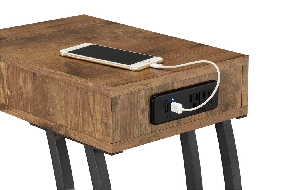 Troy Accent Table with Power Outlet Antique Nutmeg - Furniture Stars (Chicago, IL)