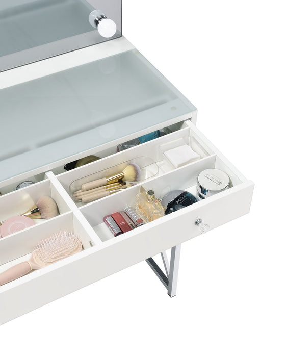 Eliza Makeup Vanity Table with LED Mirror and Stool - Furniture Stars (Chicago, IL)