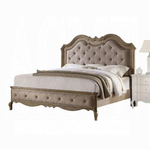 Chelmsford Beige Fabric & Antique Taupe Queen Bed - Furniture Stars (Chicago, IL)