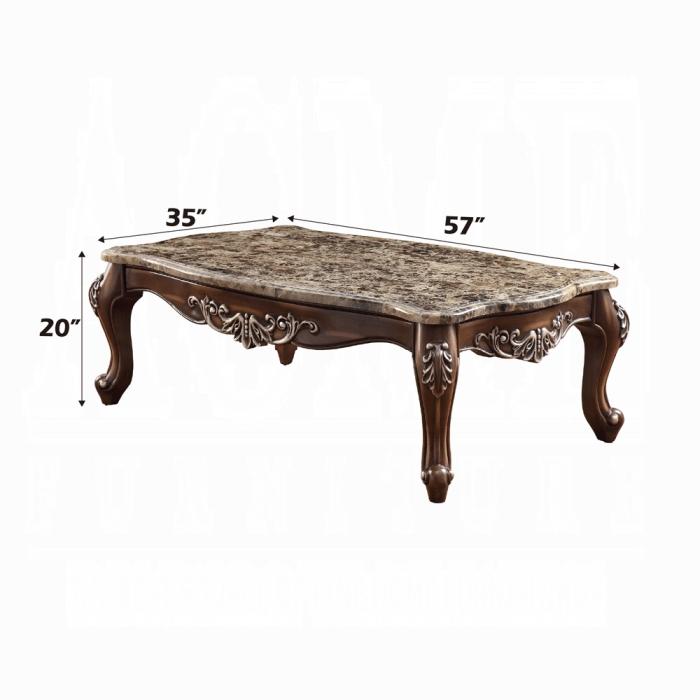 Latisha Marble & Antique Oak Coffee Table - Furniture Stars (Chicago, IL)