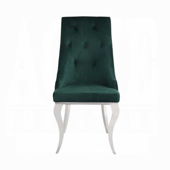 Dekel Green Fabric & Stainless Steel Side Chair - Furniture Stars (Chicago, IL)