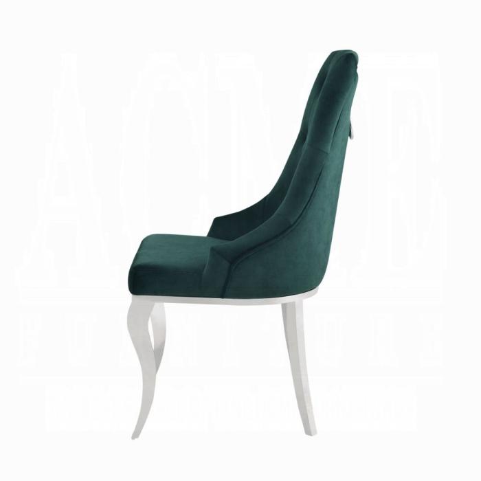 Dekel Green Fabric & Stainless Steel Side Chair - Furniture Stars (Chicago, IL)