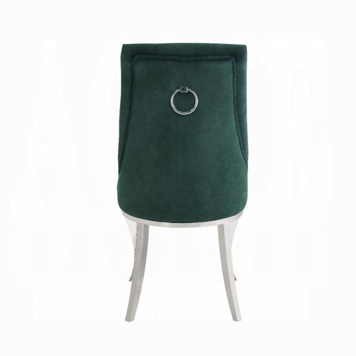 Dekel Green Fabric & Stainless Steel Side Chair - Furniture Stars (Chicago, IL)