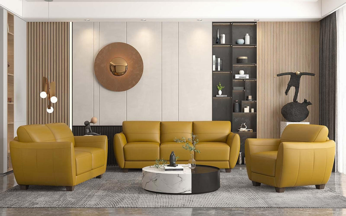 Valeria Mustard Leather Sofa - Furniture Stars (Chicago, IL)