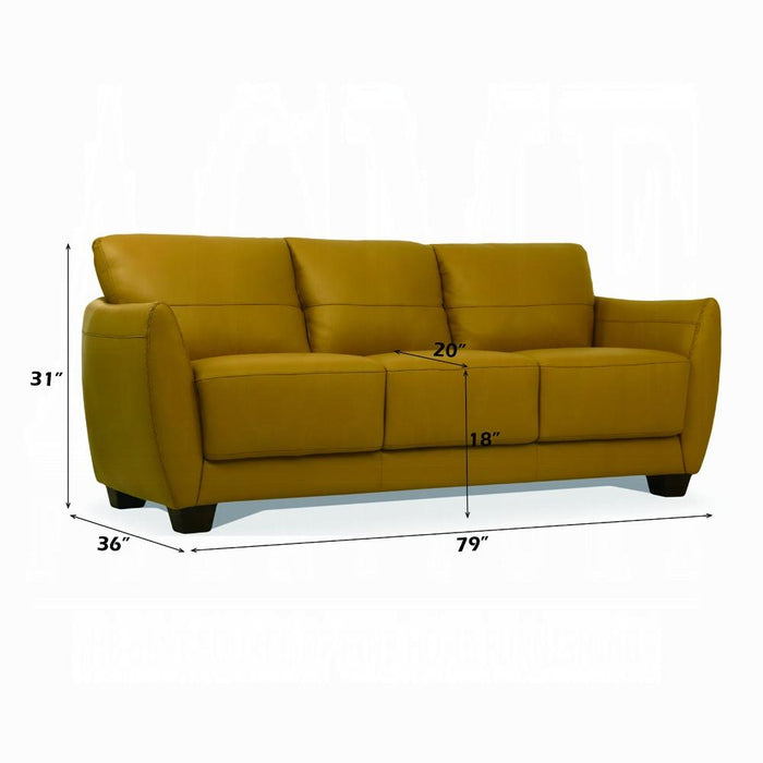Valeria Mustard Leather Sofa - Furniture Stars (Chicago, IL)