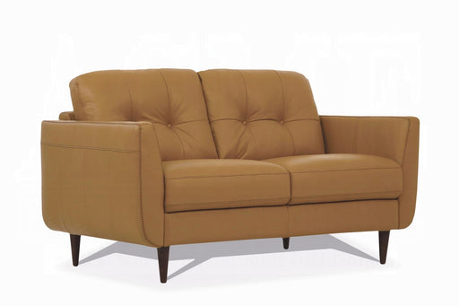 Radwan Camel Leather Loveseat - Furniture Stars (Chicago, IL)