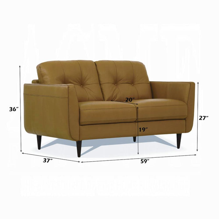 Radwan Camel Leather Loveseat - Furniture Stars (Chicago, IL)