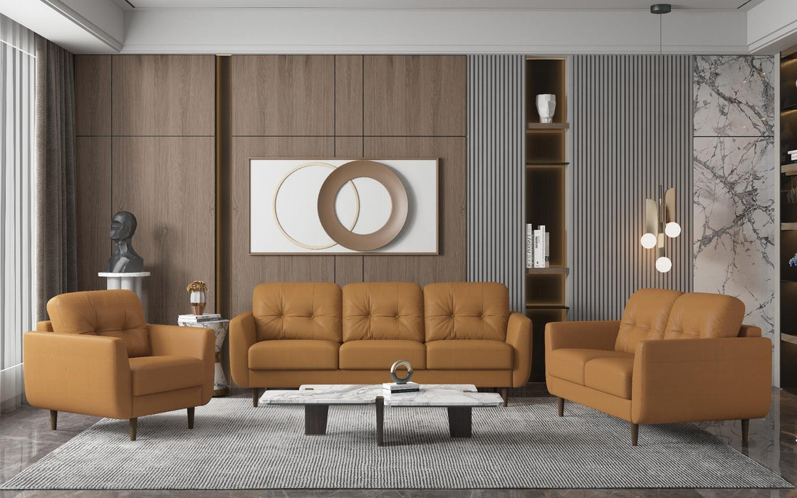 Radwan Camel Leather Loveseat - Furniture Stars (Chicago, IL)