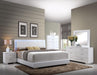 Lorimar White PU & Chrome Leg Queen Bed - Furniture Stars (Chicago, IL)