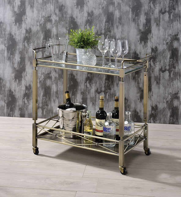 Matiesen Antique Gold & Clear Glass Serving Cart - Furniture Stars (Chicago, IL)