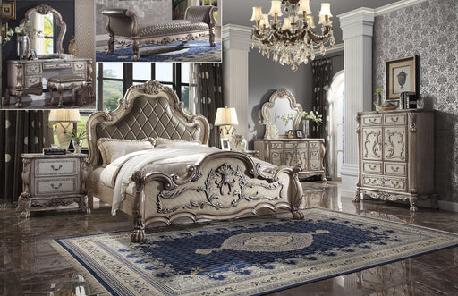 Dresden Vintage Bone White & PU Eastern King Bed - Furniture Stars (Chicago, IL)