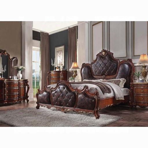 Picardy PU & Cherry Oak Eastern King Bed - Furniture Stars (Chicago, IL)