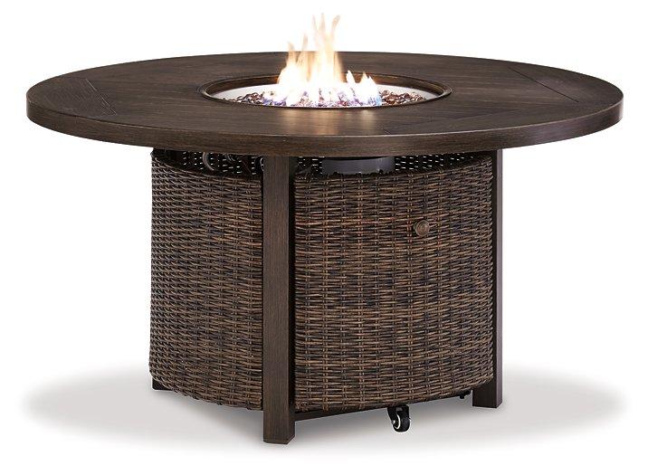 Paradise Trail Paradise Trail Fire Pit Table with 4 Nuvella Swivel Lounge Chairs - Furniture Stars (Chicago, IL)