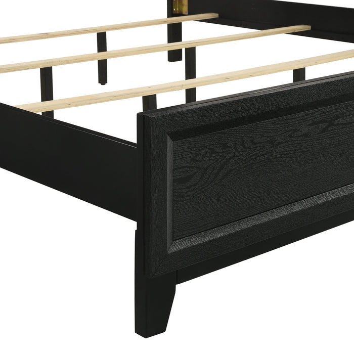 Obsidian 6/6-6/0 Ek/Wk Headboard, Footboard & Slats-Black