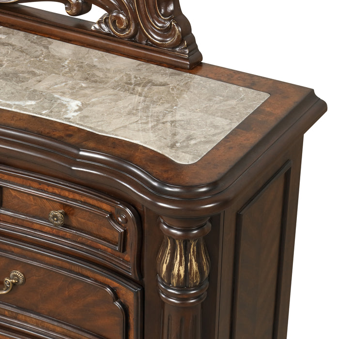 Bella Notte Dresser / Server Mirror- Mahogany Brown