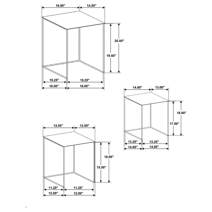 Imez 3-piece Rectangular Metal Nesting Table Grey - Furniture Stars (Chicago, IL)