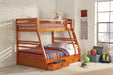 Ashton Twin Over Full 2-drawer Bunk Bed Honey - Furniture Stars (Chicago, IL)