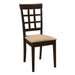 Gabriel Lattice Back Side Chairs Cappuccino and Tan (Set of 2) - Furniture Stars (Chicago, IL)