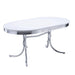 Retro Oval Dining Table Glossy White and Chrome - Furniture Stars (Chicago, IL)