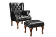 Roberts Button Tufted Back Accent Chair with Ottoman Black and Espresso - Furniture Stars (Chicago, IL)