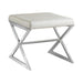 Rita X-cross Square Ottoman White and Chrome - Furniture Stars (Chicago, IL)
