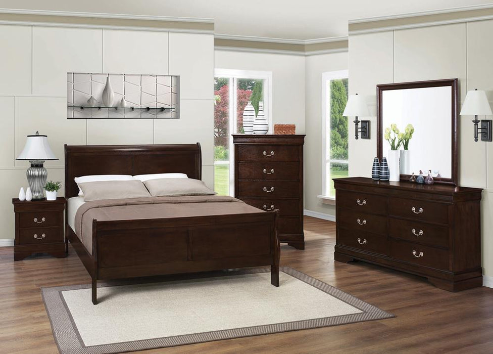 Louis Philippe Queen Panel Sleigh Bed Cappuccino - Furniture Stars (Chicago, IL)