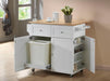 Jalen 3-door Kitchen Cart with Casters Natural Brown and White - Furniture Stars (Chicago, IL)