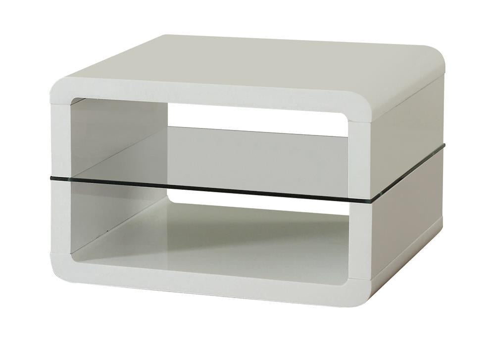 Elana Square 2-shelf End Table Glossy White