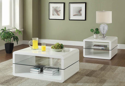 Elana Rectangle 2-shelf Coffee Table Glossy White - Furniture Stars (Chicago, IL)