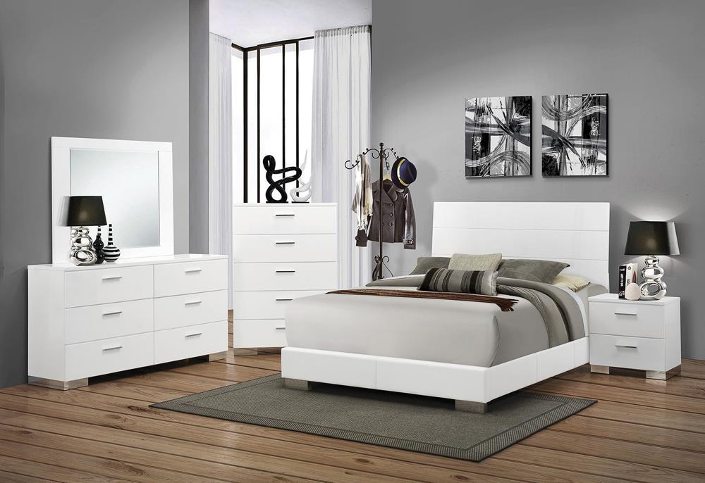 Felicity Rectangle Dresser Mirror Glossy White - Furniture Stars (Chicago, IL)
