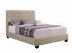 Chloe Tufted Upholstered Queen Bed Oatmeal - Furniture Stars (Chicago, IL)