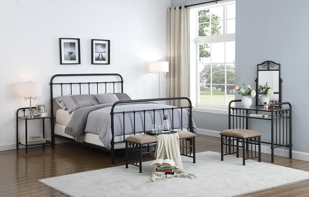 Livingston Eastern King Panel Metal Bed Dark Bronze - Furniture Stars (Chicago, IL)