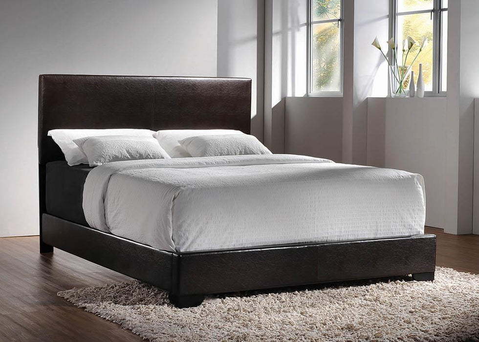 Conner Queen Upholstered Panel Bed Black and Dark Brown - Furniture Stars (Chicago, IL)