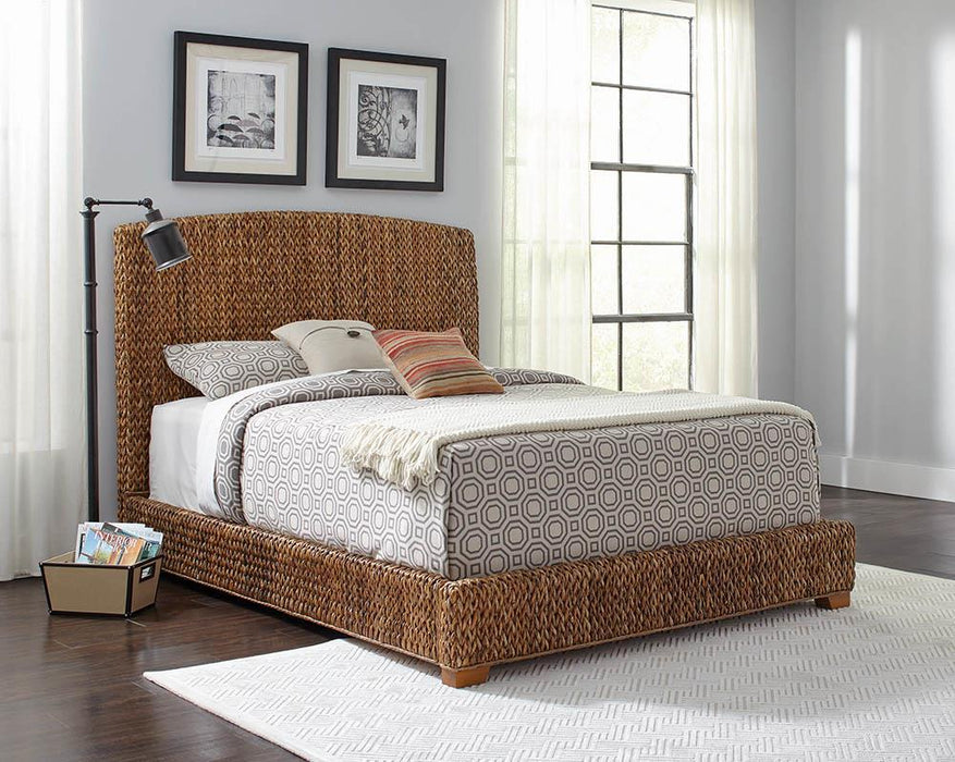 Laughton Hand-Woven Banana Leaf Eastern King Bed Amber - Furniture Stars (Chicago, IL)