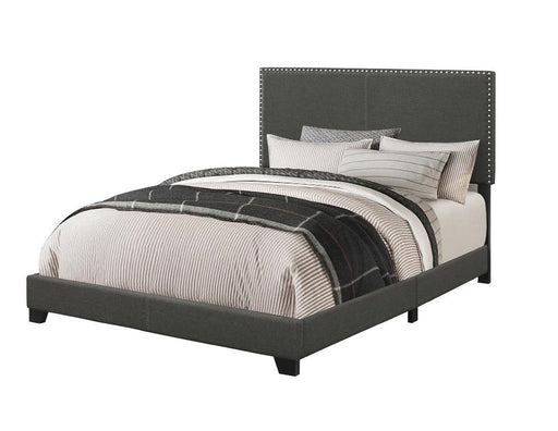 Boyd Eastern King Upholstered Bed with Nailhead Trim Charcoal - Furniture Stars (Chicago, IL)