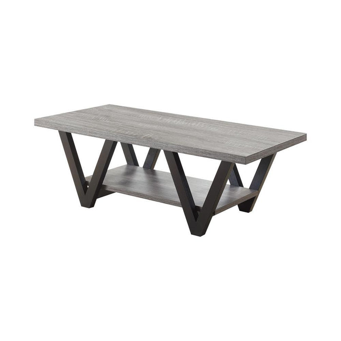 Stevens V-shaped Coffee Table Black and Antique Grey - Furniture Stars (Chicago, IL)
