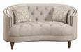 Avonlea Sloped Arm Upholstered Loveseat Trim Grey - Furniture Stars (Chicago, IL)