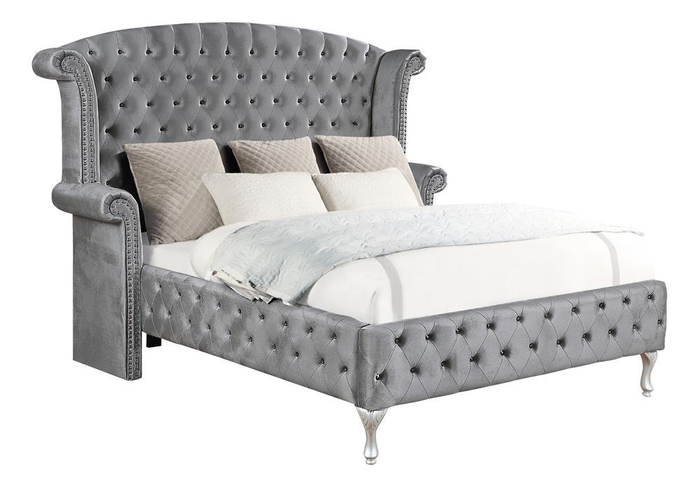 Deanna Queen Tufted Upholstered Bed Grey - Furniture Stars (Chicago, IL)