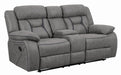 Higgins Pillow Top Arm Motion Loveseat with Console Grey - Furniture Stars (Chicago, IL)