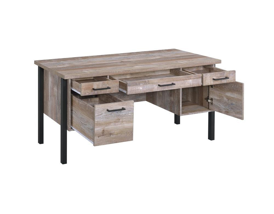 Samson 4-drawer Office Desk Weathered Oak - Furniture Stars (Chicago, IL)