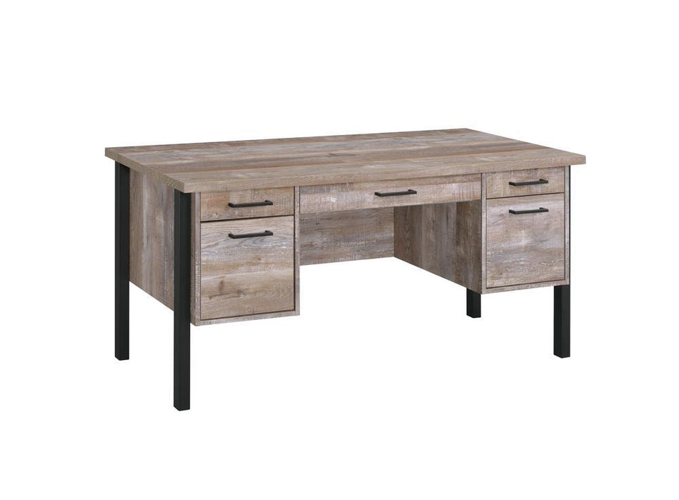 Samson 4-drawer Office Desk Weathered Oak - Furniture Stars (Chicago, IL)