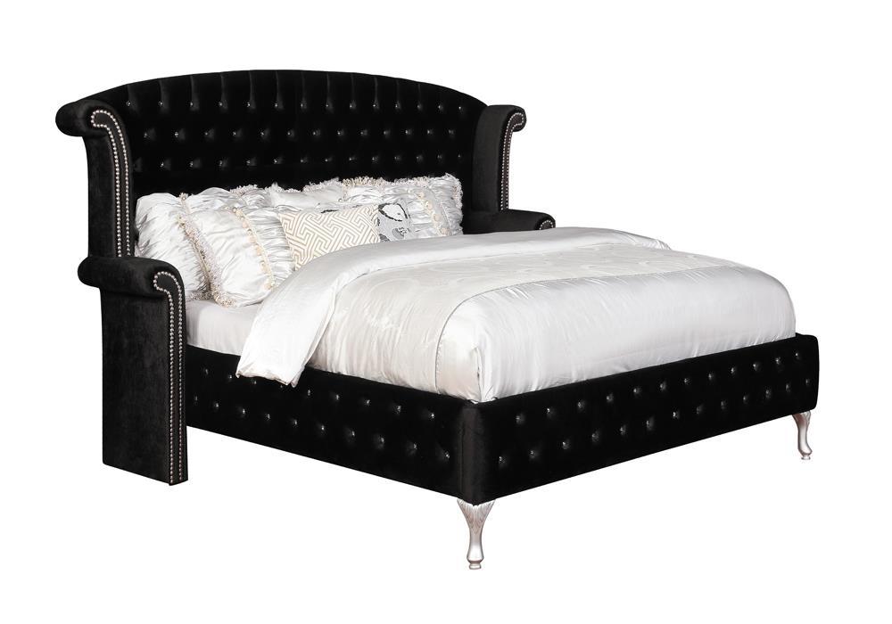 Deanna Queen Tufted Upholstered Bed Black - Furniture Stars (Chicago, IL)