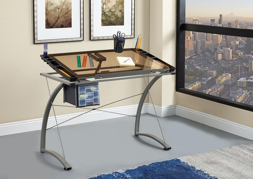 Melo 3-Drawer Drafting Desk Champagne - Furniture Stars (Chicago, IL)
